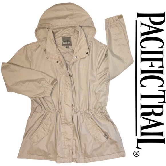 Pacific Trail Jackets & Blazers - Pacific Trail Windbreaker Outdoor Jacket, Utility, Rain Coat, Hood, Tan Beige 2X